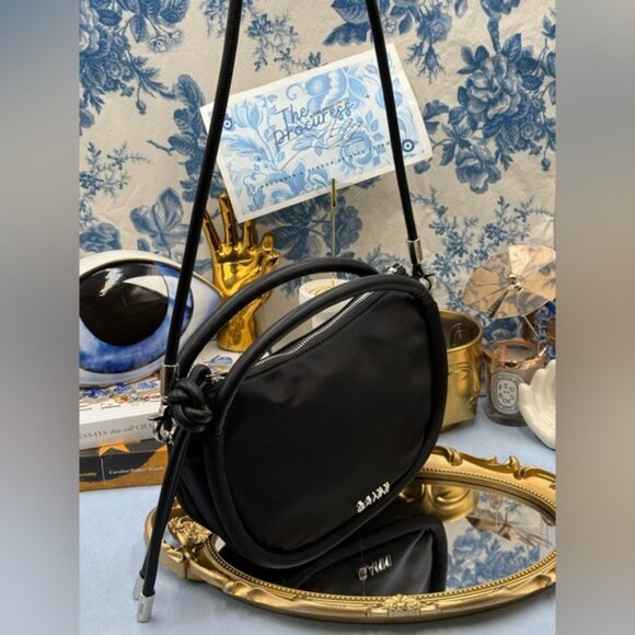 🆕 GANNI 🧿 NWOT Mini Knot Recycled Tech Top Handle Bag, Black - Picture 4 of 14